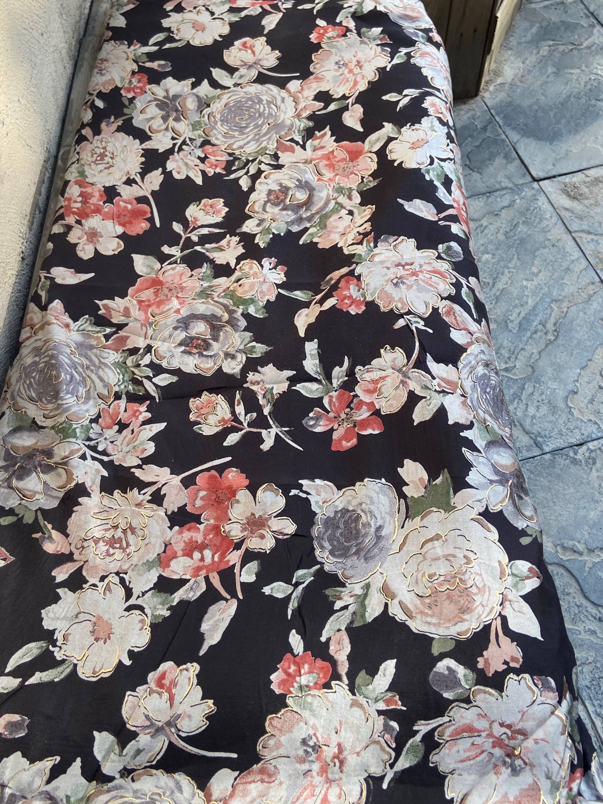 پارچه نخ ابریشم طلاکوب هندی اصل عرض 110 سانت