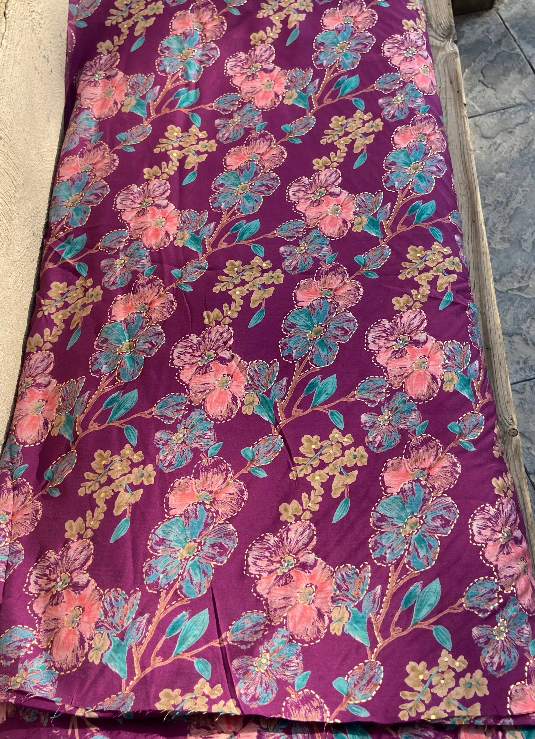 پارچه نخ ابریشم طلاکوب هندی اصل عرض 110 سانت