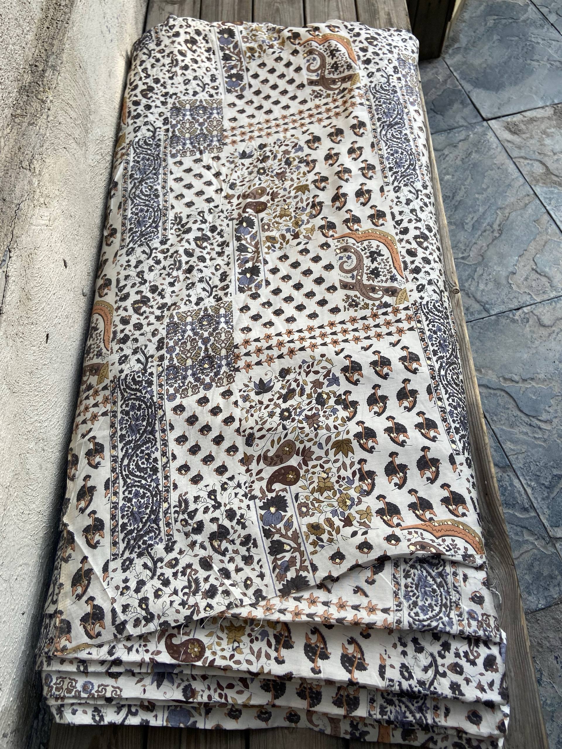 پارچه نخ ابریشم طلاکوب هندی اصل عرض 110 سانت