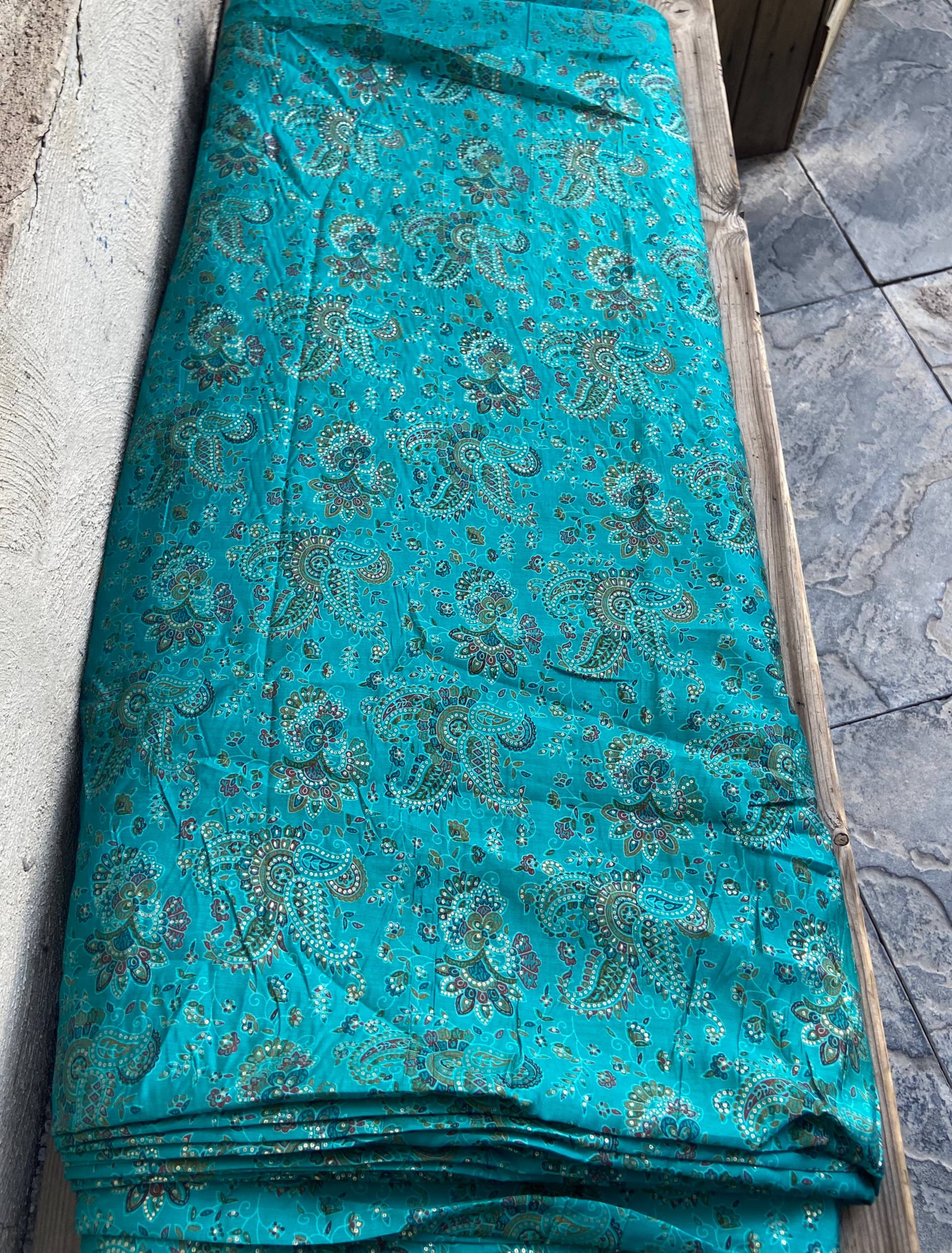 پارچه نخ ابریشم طلاکوب هندی اصل عرض 110 سانت